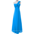 Grace Karin Hot Sale One Shoulder Flower Chiffon Long Blue Bridesmaid Dresses CL3402-4#